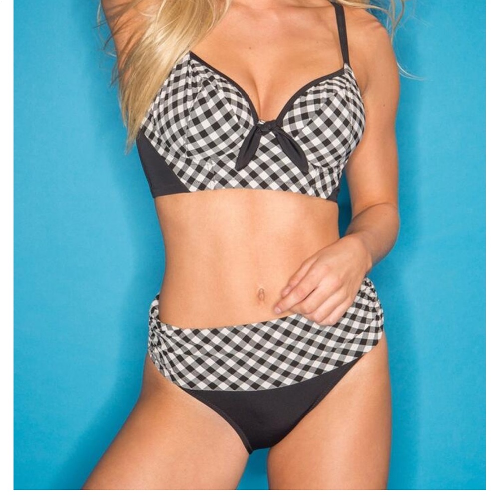 Pour Moi Checkered  FOLD-OVER BIkini bottoms